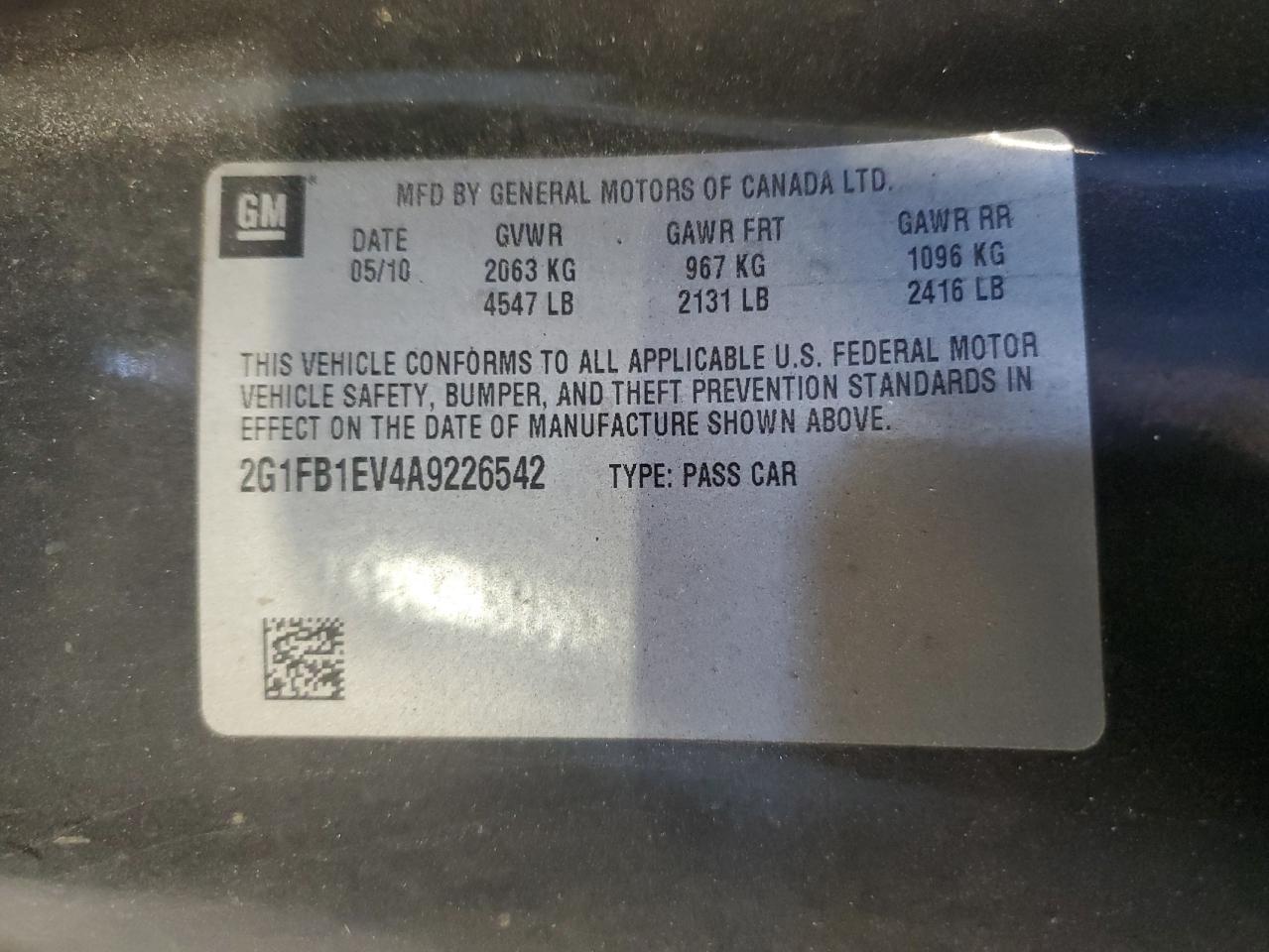 2010 Chevrolet Camaro VIN 2G1FB1EV4A9226542 Copart auction photo, rollover damage thumbnail 13