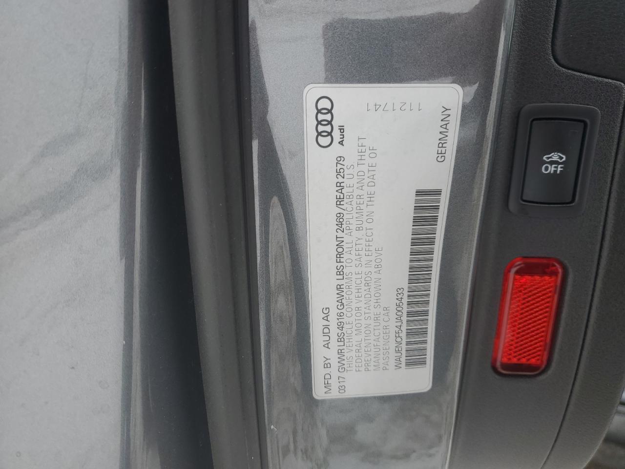 2018 Audi A5 VIN WAUENCF54JA005433 Copart auction photo, front end damage thumbnail 12