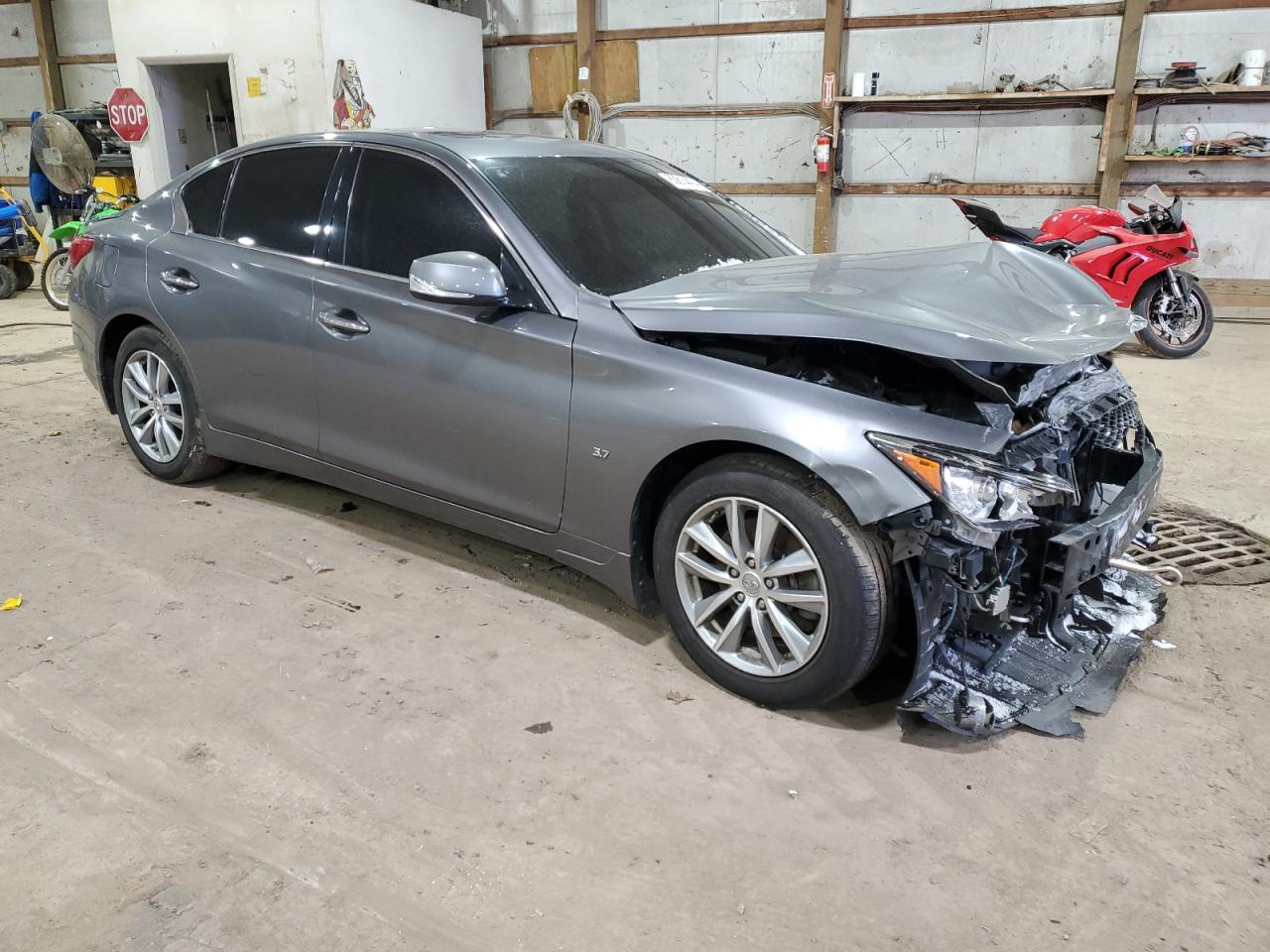 2015 Infiniti Q50 VIN JN1BV7AR2FM422680 Copart auction photo, front end damage thumbnail 4
