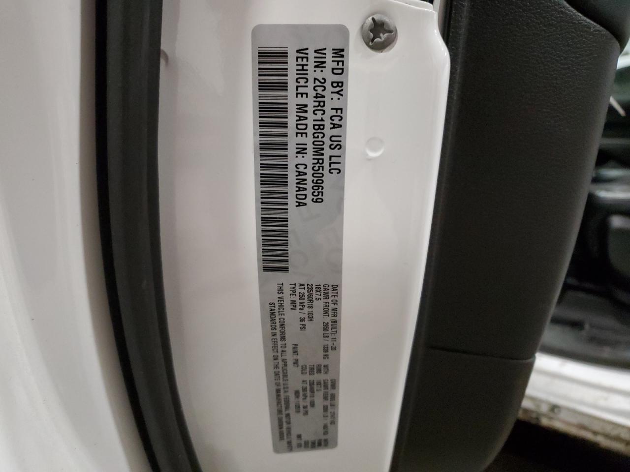 2021 Chrysler Pacifica VIN 2C4RC1BG0MR509659 Copart auction photo, side / minor dent/scratches damage thumbnail 14