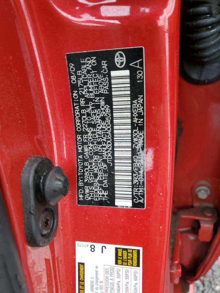 2010 Toyota Prius VIN JTDKN3DU6A0045289 Copart auction photo, rear end damage thumbnail 14