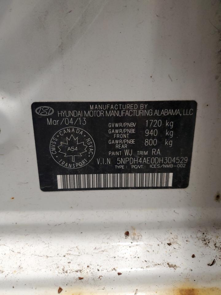 2013 Hyundai Elantra VIN 5NPDH4AE0DH304529 Copart auction photo, mechanical / front end damage thumbnail 12
