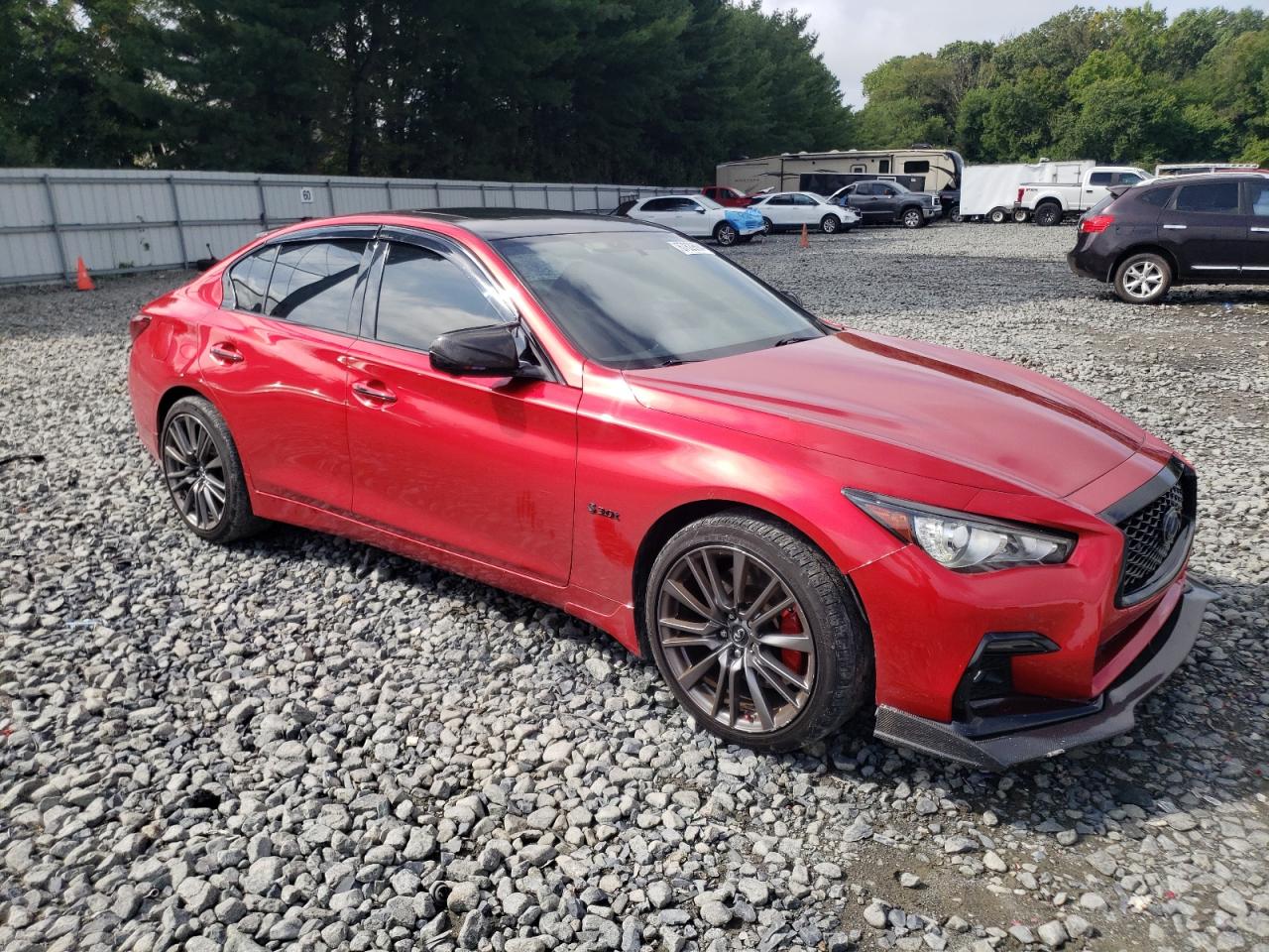 2018 Infiniti Q50 VIN JN1FV7AR6JM480947 Copart auction photo, side / rear end damage thumbnail 4