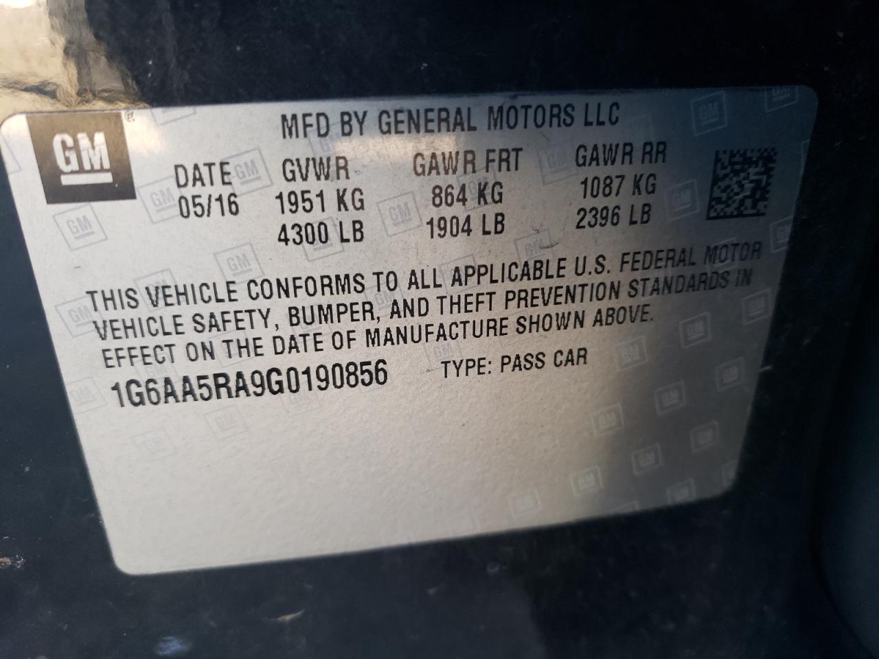 2016 Cadillac ATS VIN 1G6AA5RA9G0190856 Copart auction photo, side damage thumbnail 12
