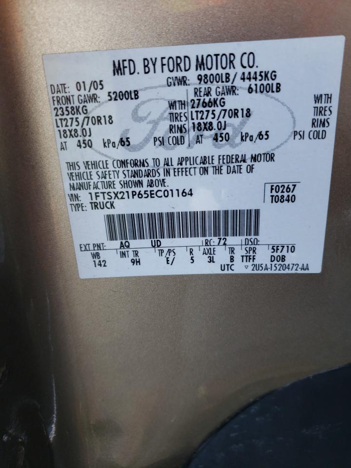 2005 Ford F250 VIN 1FTSX21P65EC01164 Copart auction photo, front end damage thumbnail 12