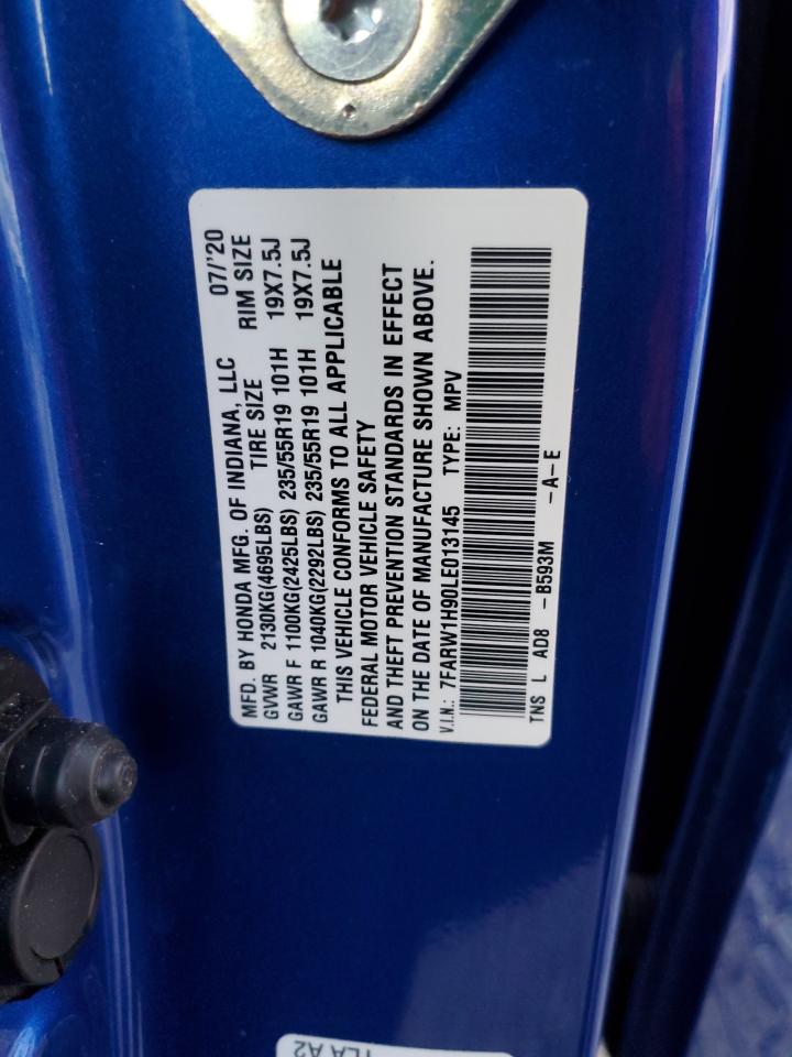 2020 Honda CR-V VIN 7FARW1H90LE013145 Copart auction photo, front end / side damage thumbnail 14