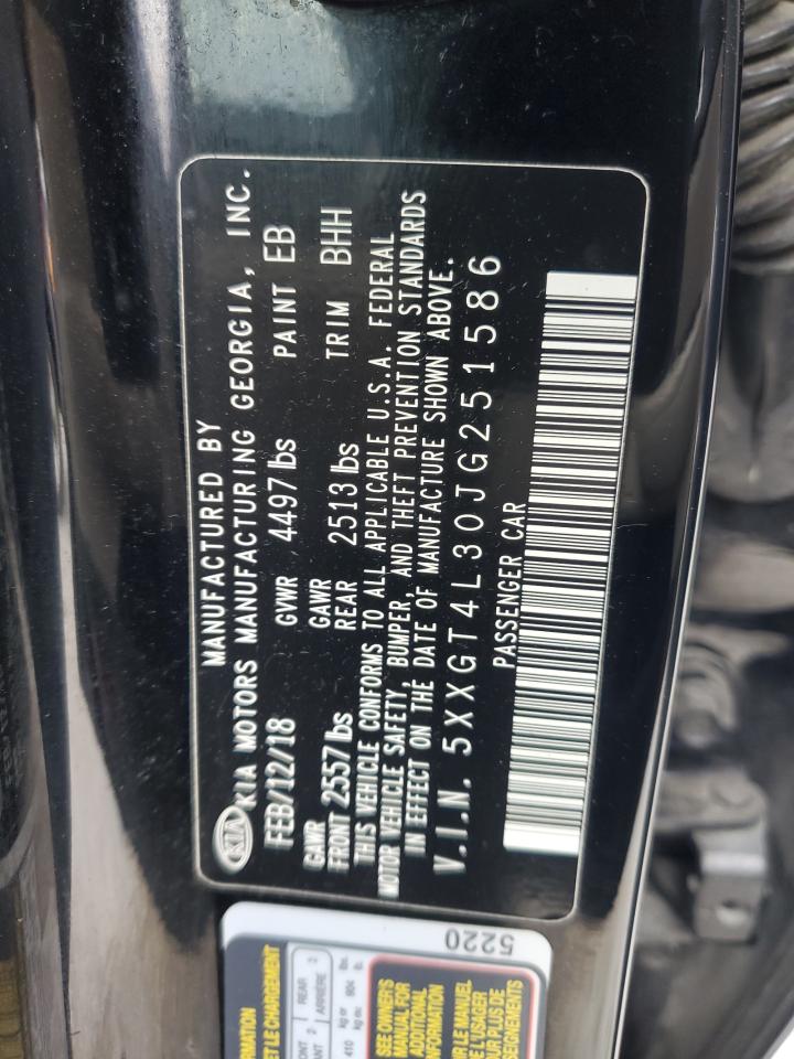 2018 KIA Optima VIN 5XXGT4L30JG251586 Copart auction photo, vandalism damage thumbnail 12