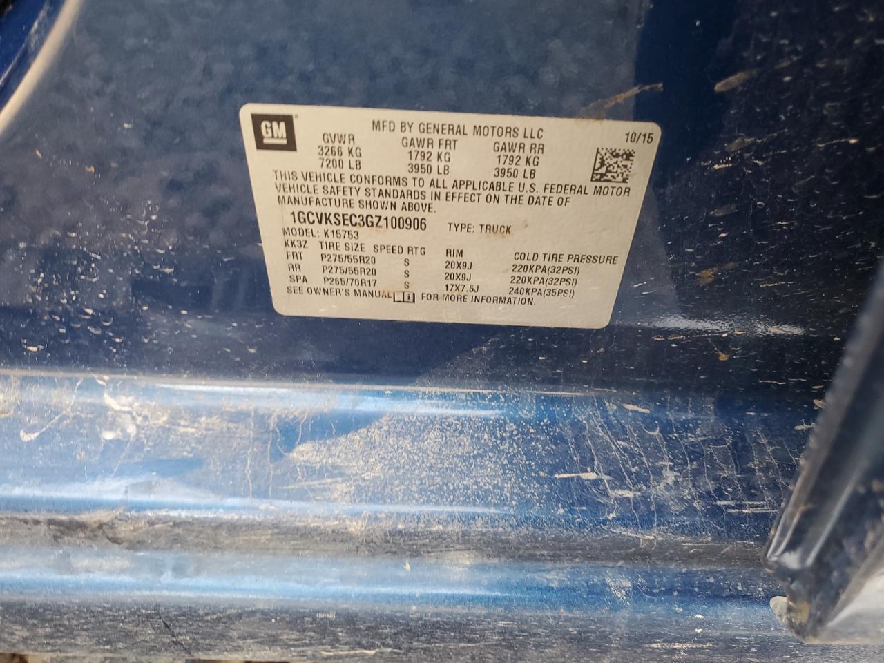 2016 Chevrolet Silverado VIN 1GCVKSEC3GZ100906 Copart auction photo, undercarriage / minor dent/scratches damage thumbnail 13