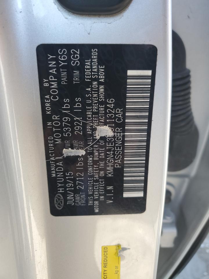 2016 Hyundai Genesis VIN KMHGN4JE3GU113246 Copart auction photo, side / front end damage thumbnail 15