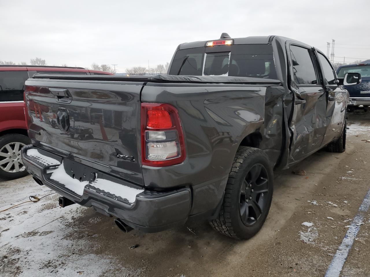 2021 RAM 1500 VIN 1C6SRFFT7MN624915 Copart auction photo, side / front end damage thumbnail 3