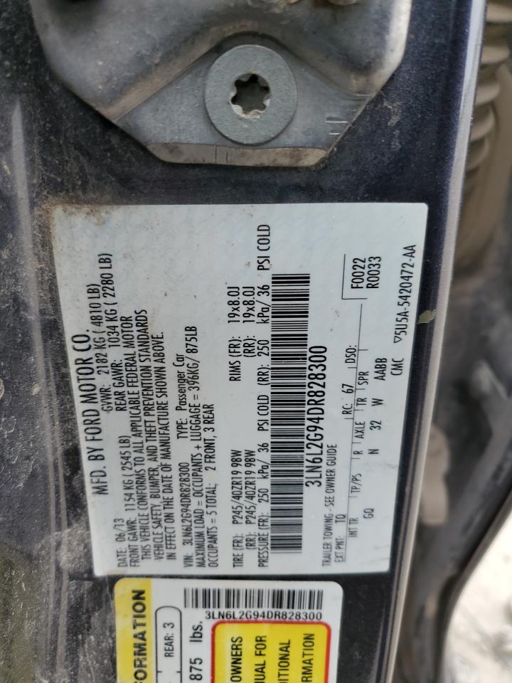 2013 Lincoln MKZ VIN 3LN6L2G94DR828300 Copart auction photo, all over damage thumbnail 14
