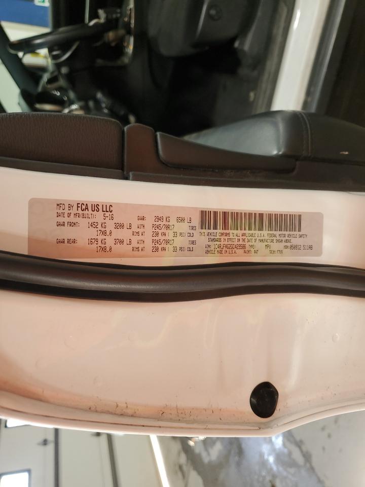 2016 Jeep Grand Cherokee VIN 1C4RJFAG2GC429586 Copart auction photo, front end / rear end damage thumbnail 13
