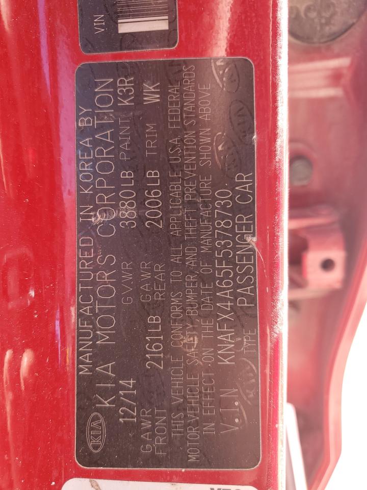 2015 KIA Forte VIN KNAFX4A65F5378730 Copart auction photo, minor dent/scratches / undercarriage damage thumbnail 12