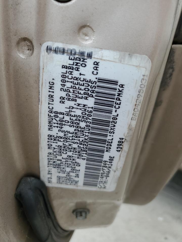 2001 Toyota Camry VIN 4T1BG22KX1U037061 Copart auction photo, front end damage thumbnail 12