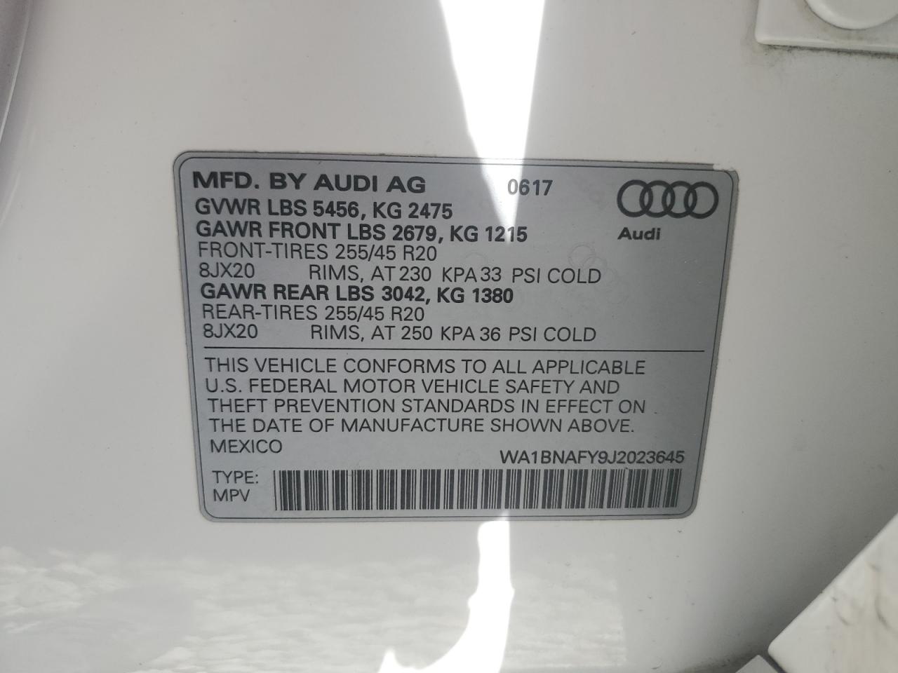 2018 Audi Q5 VIN WA1BNAFY9J2023645 Copart auction photo, undercarriage / front end damage thumbnail 13