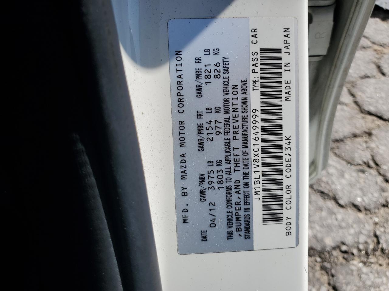 2012 Mazda 3 VIN JM1BL1V8XC1649999 Copart auction photo, front end damage thumbnail 15