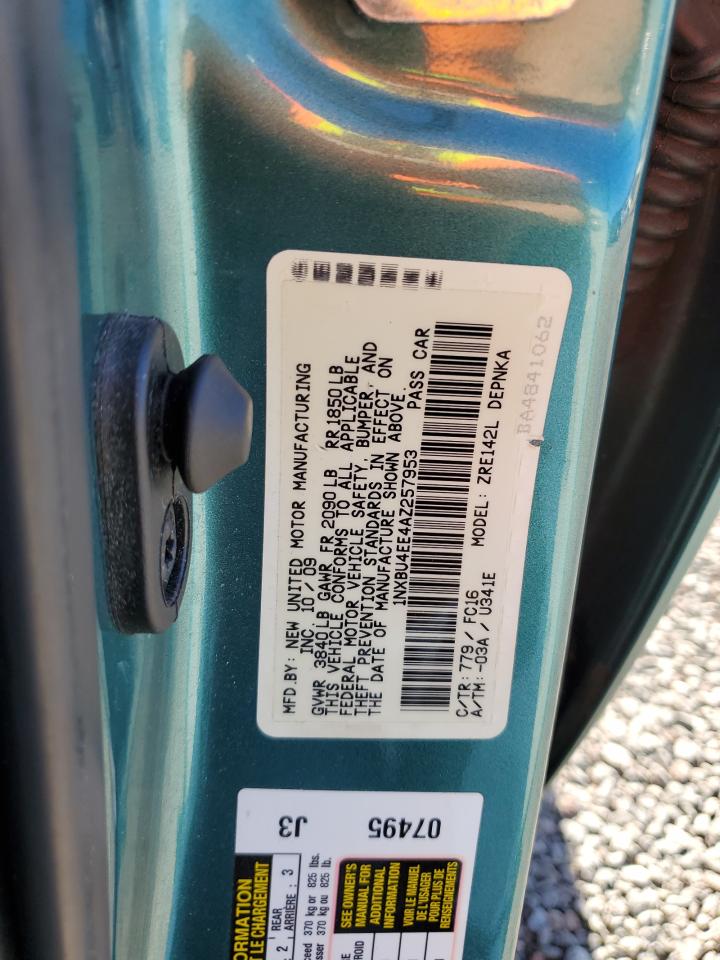 2010 Toyota Corolla VIN 1NXBU4EE4AZ257953 Copart auction photo, side / rear end damage thumbnail 12