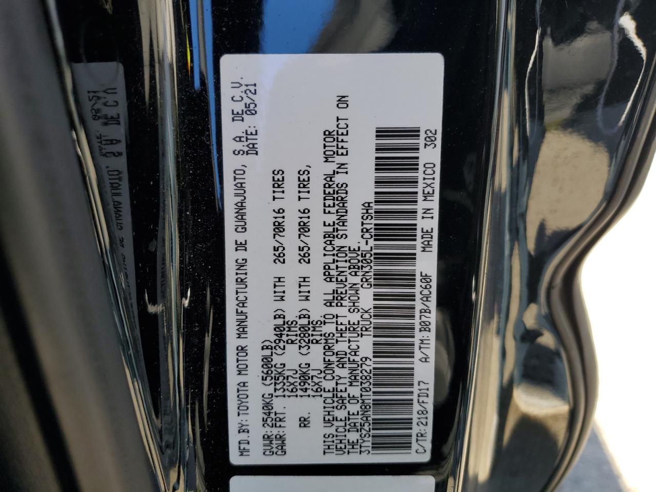 2021 Toyota Tacoma VIN 3TYSZ5AN8MT038279 Copart auction photo, undercarriage / side damage thumbnail 12