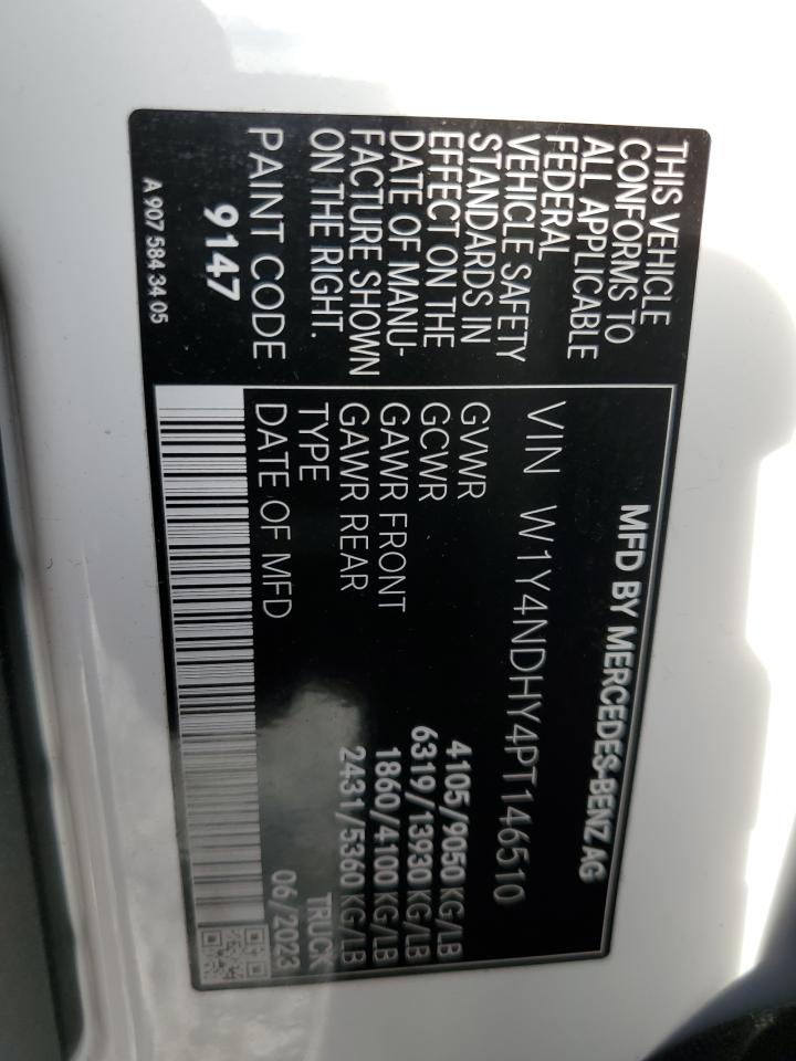 2023 Mercedes-Benz Sprinter VIN W1Y4NDHY4PT146510 Copart auction photo, front end / top/roof damage thumbnail 16