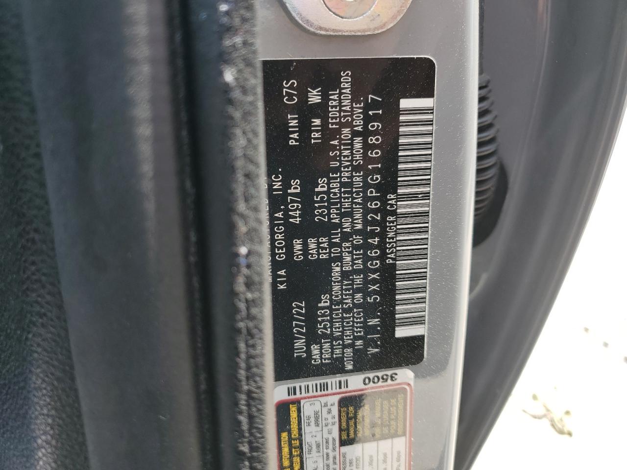 2023 KIA K5 VIN 5XXG64J26PG168917 Copart auction photo, rear end / top/roof damage thumbnail 13