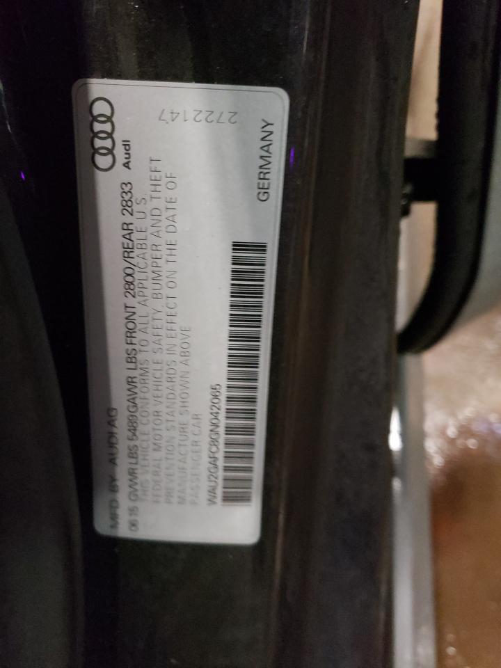 2016 Audi A7 VIN WAU2GAFC8GN042065 Copart auction photo, front end / side damage thumbnail 13