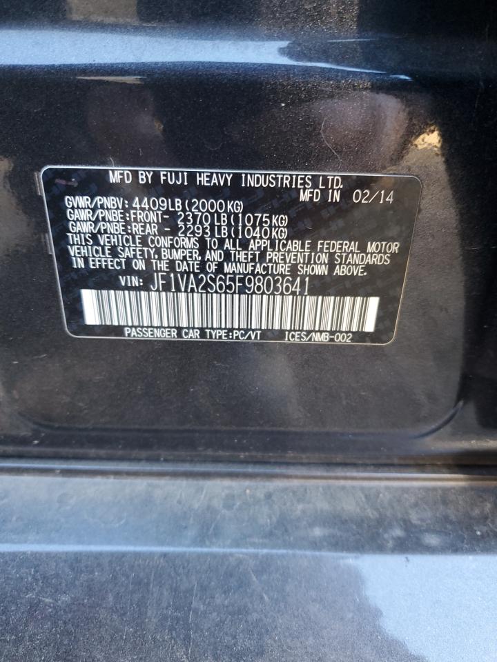 2015 Subaru WRX VIN JF1VA2S65F9803641 Copart auction photo, side damage thumbnail 12