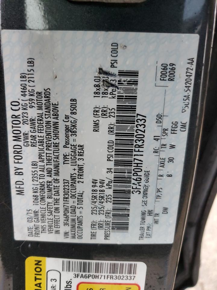 2015 Ford Fusion VIN 3FA6P0H71FR302337 Copart auction photo, front end damage thumbnail 12