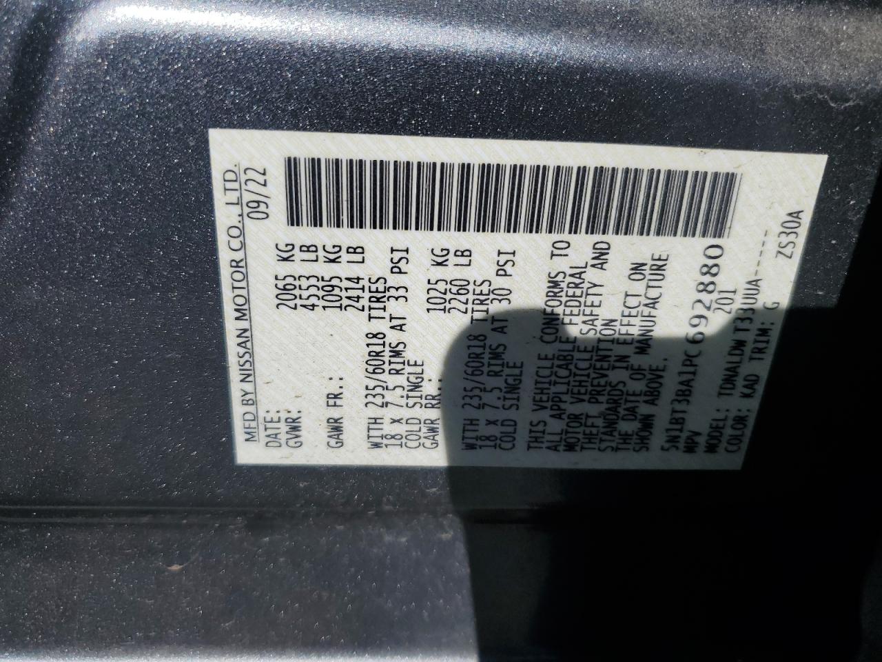 2023 Nissan Rogue VIN 5N1BT3BA1PC692880 Copart auction photo, front end damage thumbnail 13