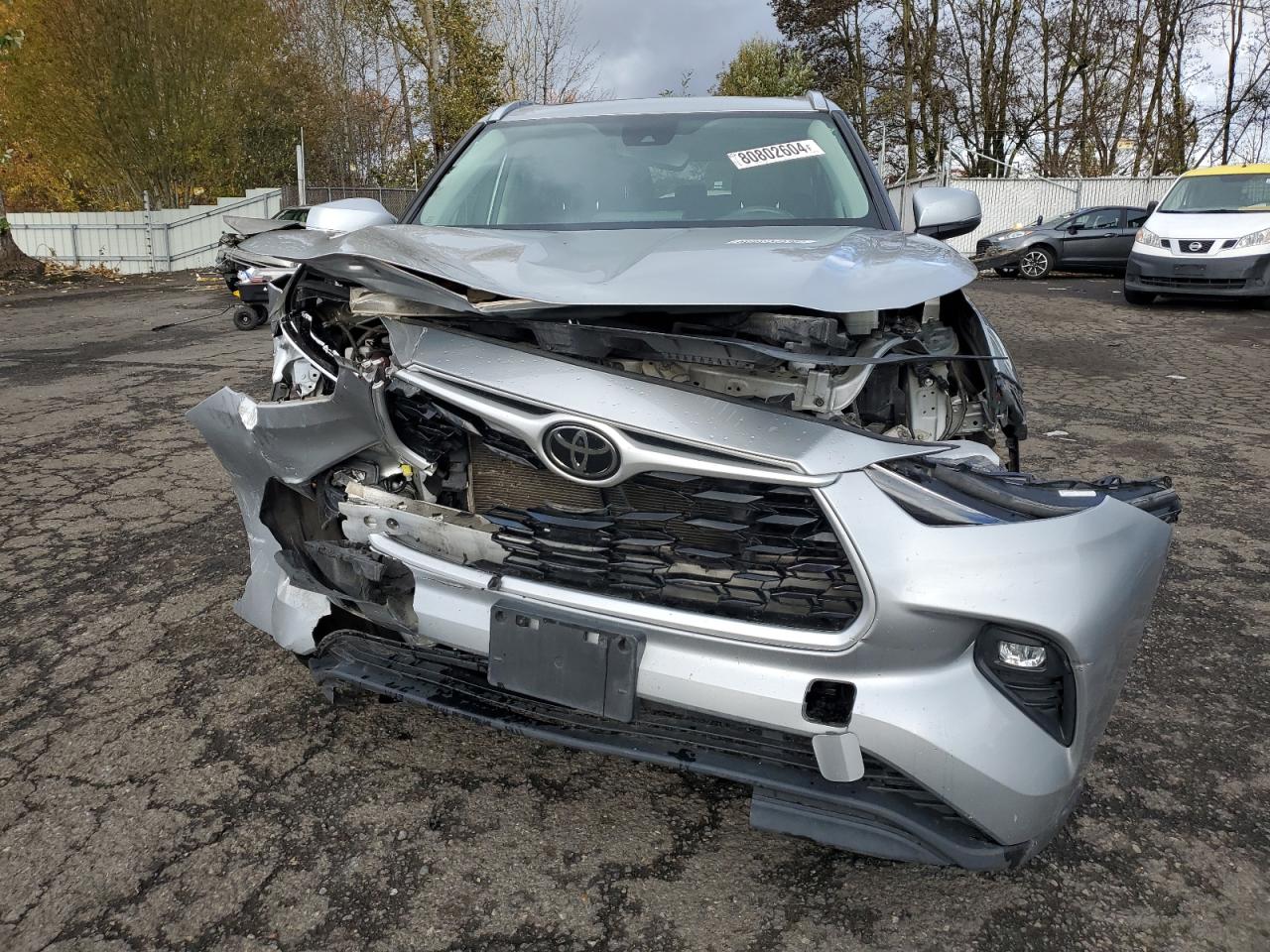 2021 Toyota Highlander VIN 5TDGZRBH2MS545163 Copart auction photo, front end / mechanical damage thumbnail 5