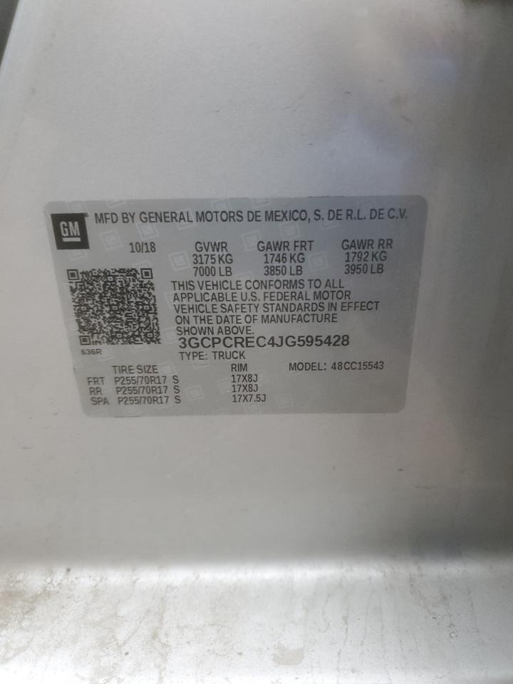 2018 Chevrolet Silverado VIN 3GCPCREC4JG595428 Copart auction photo, front end damage thumbnail 14