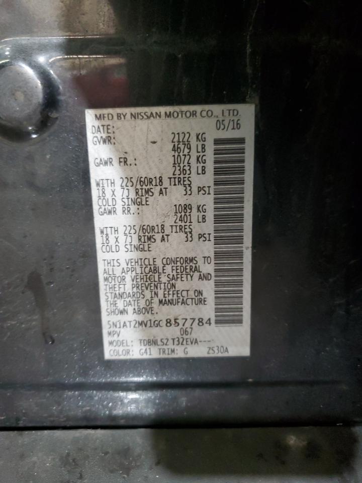 2016 Nissan Rogue VIN 5N1AT2MV1GC857784 Copart auction photo, front end damage thumbnail 14