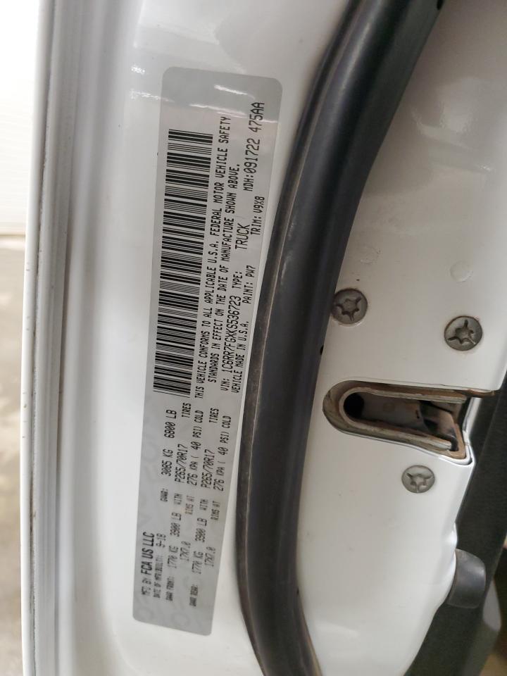 2019 RAM 1500 VIN 1C6RR7FGXKS536723 Copart auction photo, side damage thumbnail 12
