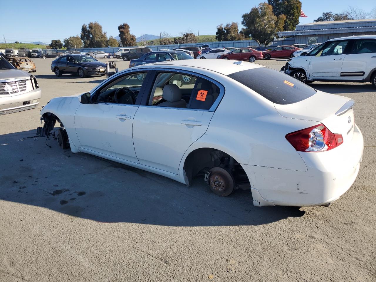 2013 Infiniti G VIN JN1CV6AP0DM710451 Copart auction photo, stripped / vandalism damage thumbnail 2