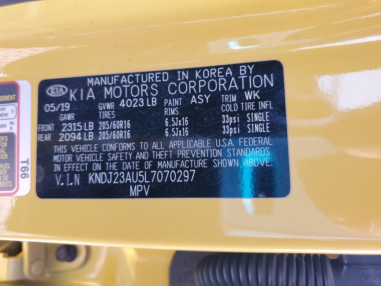 2020 KIA Soul VIN KNDJ23AU5L7070297 Copart auction photo, front end / side damage thumbnail 15