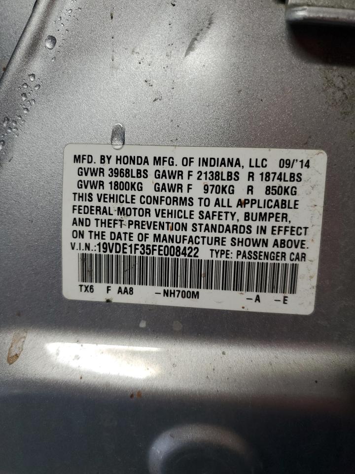 2015 Acura ILX VIN 19VDE1F35FE008422 Copart auction photo, all over damage thumbnail 15