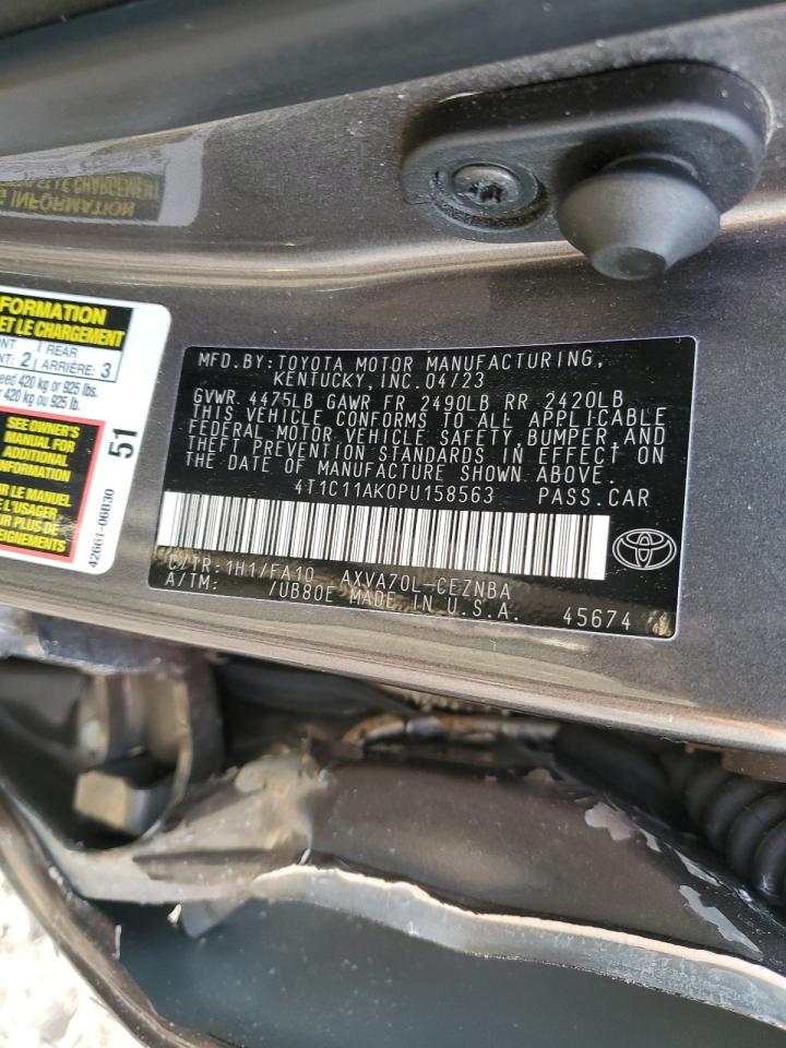 2023 Toyota Camry VIN 4T1C11AK0PU158563 Copart auction photo, side / rear end damage thumbnail 12