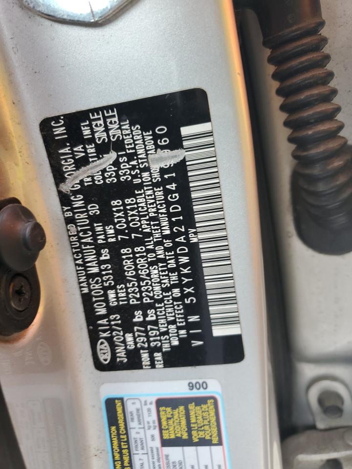 2013 KIA Sorento VIN 5XYKWDA21DG419960 Copart auction photo, mechanical damage thumbnail 13