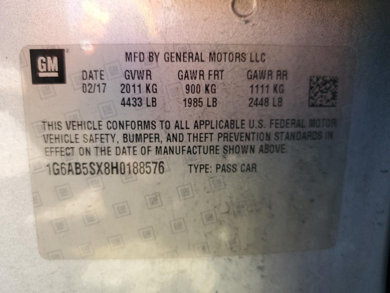 2017 Cadillac ATS VIN 1G6AB5SX8H0188576 Copart auction photo, front end damage thumbnail 14