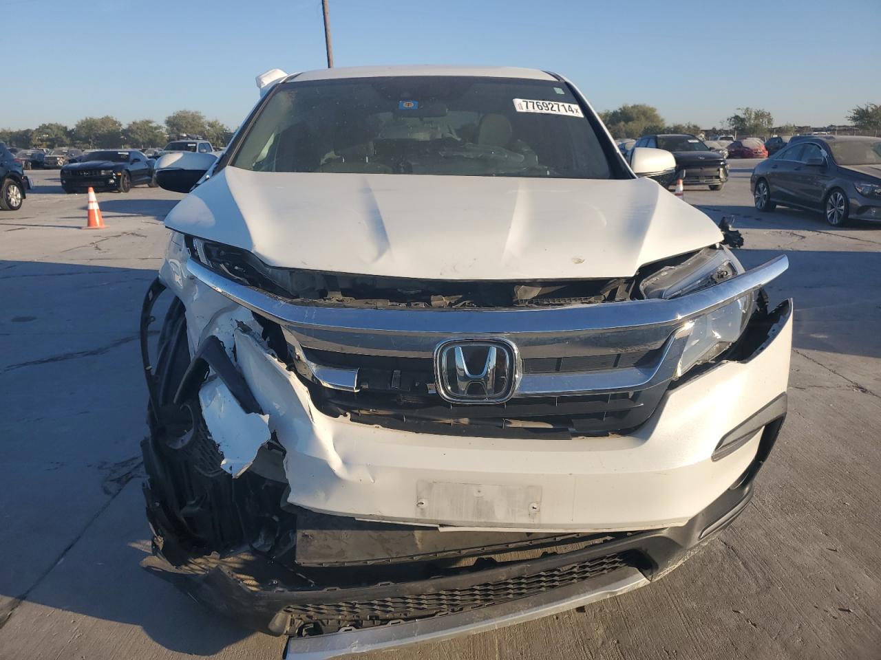 2021 Honda Pilot VIN 5FNYF6H32MB039084 Copart auction photo, front end damage thumbnail 5