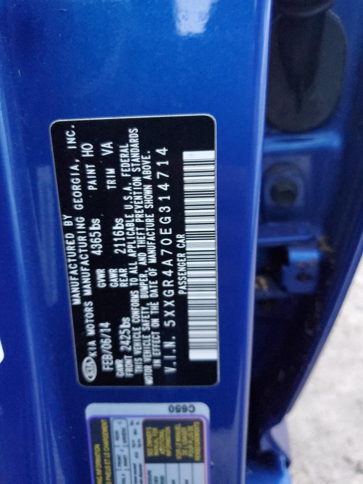 2014 KIA Optima VIN 5XXGR4A70EG314714 Copart auction photo, water/flood damage thumbnail 13