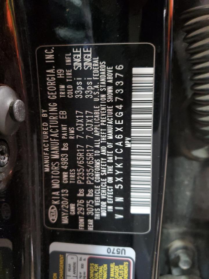 2014 KIA Sorento VIN 5XYKTCA6XEG473376 Copart auction photo, front end / rear end damage thumbnail 13