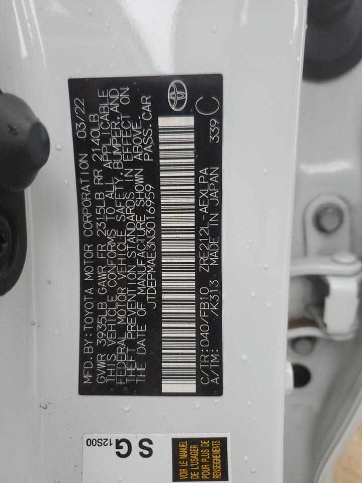 2022 Toyota Corolla VIN JTDEPMAE3N3016959 Copart auction photo, front end damage thumbnail 13