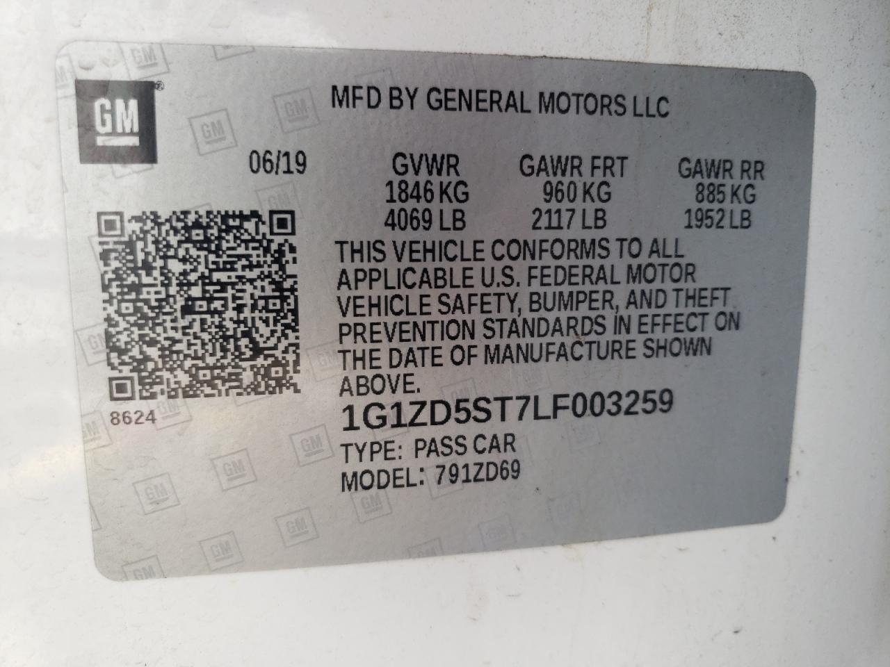 2020 Chevrolet Malibu VIN 1G1ZD5ST7LF003259 Copart auction photo, front end / minor dent/scratches damage thumbnail 10