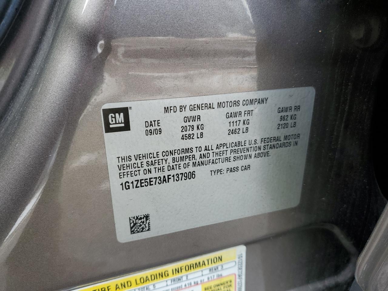 2010 Chevrolet Malibu VIN 1G1ZE5E73AF137906 Copart auction photo, front end / side damage thumbnail 12