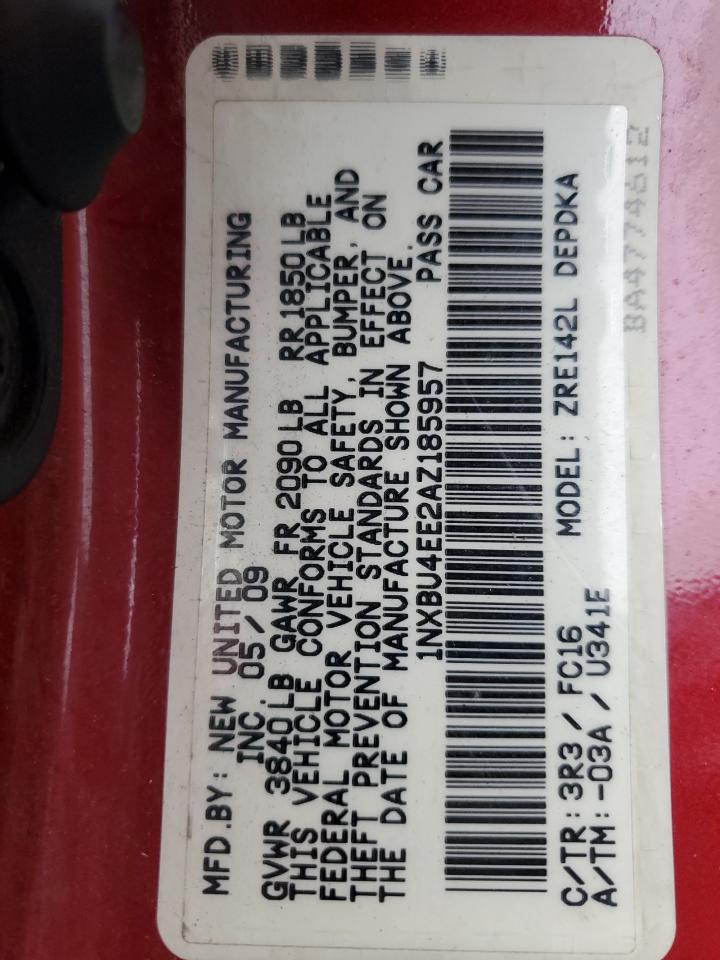 2010 Toyota Corolla VIN 1NXBU4EE2AZ185957 Copart auction photo, rear end / front end damage thumbnail 12