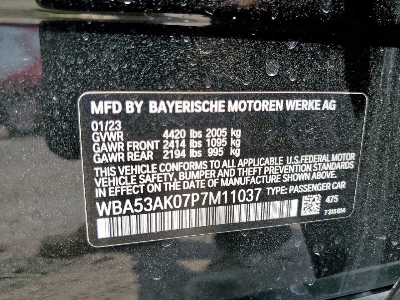 2023 BMW 2er VIN WBA53AK07P7M11037 Copart auction photo, rear end / front end damage thumbnail 12