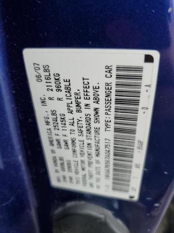 2007 Acura TL VIN 19UUA76567A047517 Copart auction photo, front end / side damage thumbnail 12