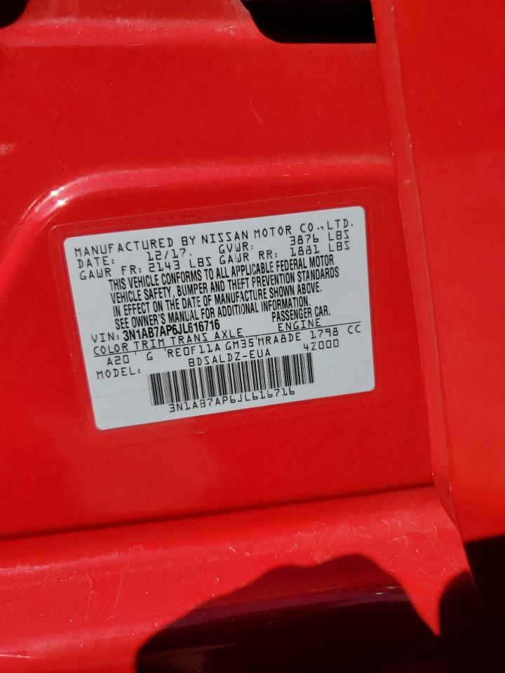 2018 Nissan Sentra VIN 3N1AB7AP6JL616716 Copart auction photo, front end damage thumbnail 13