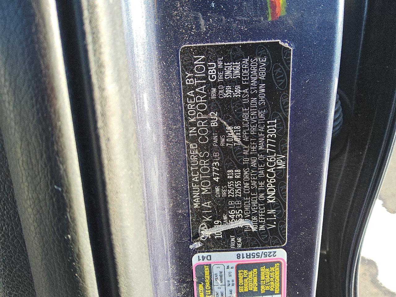 2020 KIA Sportage VIN KNDP6CAC6L7773011 Copart auction photo, all over damage thumbnail 8