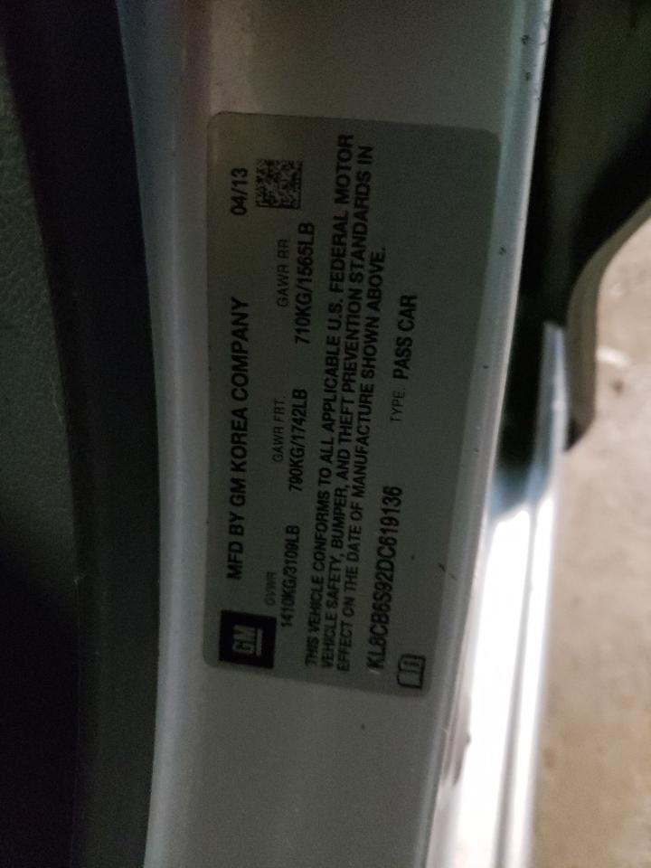 2013 Chevrolet Spark VIN KL8CB6S92DC619136 Copart auction photo, mechanical damage thumbnail 12